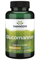 Swanson Glucomannan supplement bottle with 90 capsules for digestive health and weight management.
